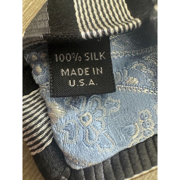 John W Nordstrom Men's Necktie 100% Silk Tie Black Gold Grey Striped Made in USA - Picture 2 of 9